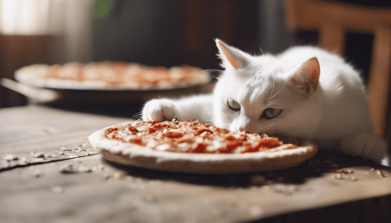 Cat eating pizza crusts