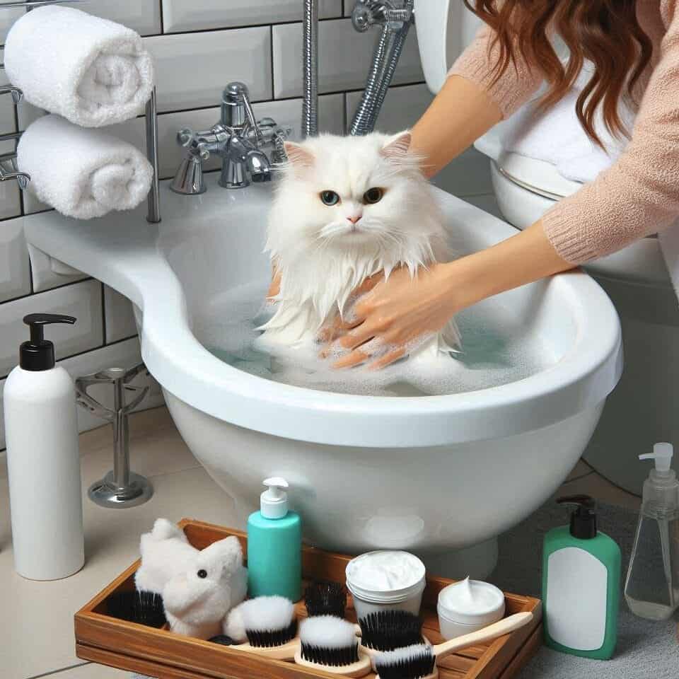 how to bathe a cat