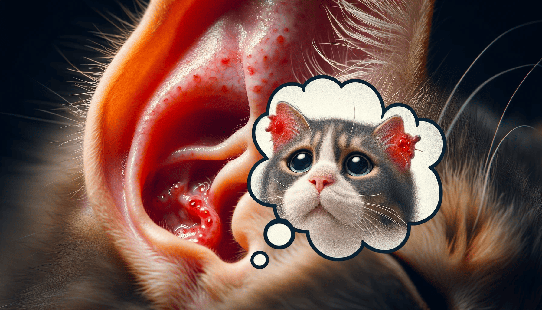 cat's ear canal with redness and inflammation