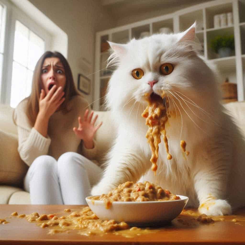 why cat throwing up food