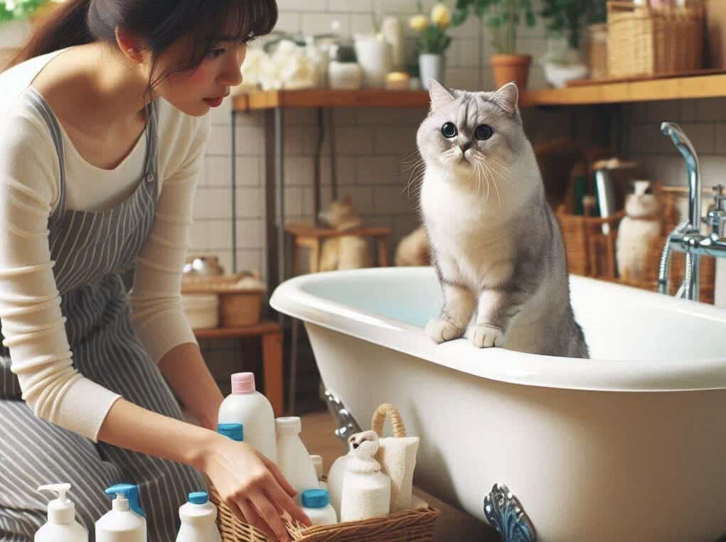 preparing for cat bath