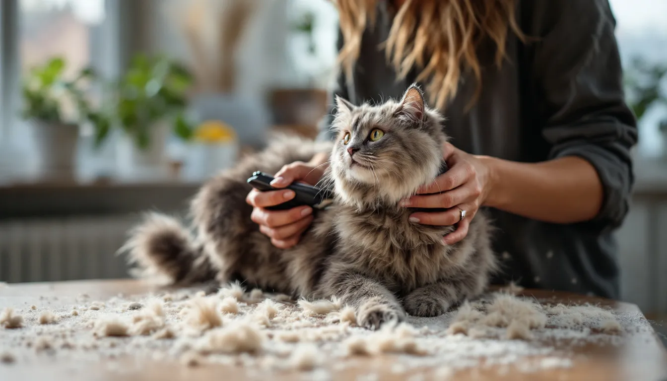 Shaving a matted cat