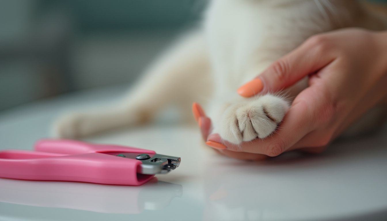 trimming nails of a kitten