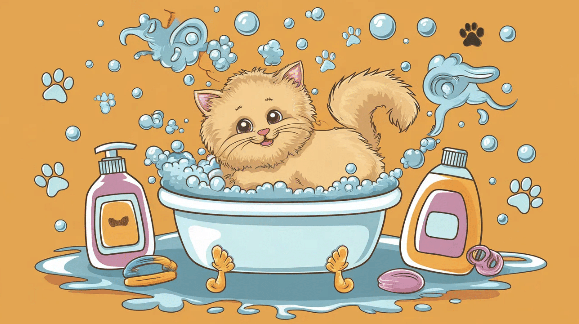 Bathing a kitten